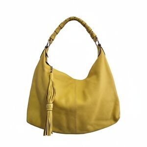 Danier Yellow Leather Shoulder Bag with Tassel